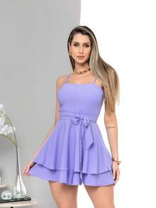 Basic Printed Romper With Padded Cups Duna Premium Sizes P, M, G, And GG - Lilac Purple - View 2