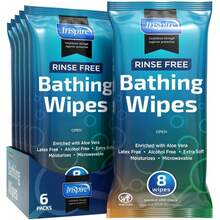 Body Wipes For Adults Bathing No Rinse | Adult Wash Cloths Extra Large, Bathing Wipes For Incontinence, 8"X 8" In (48 Count) | By Inspire - ColorA - 查看 1