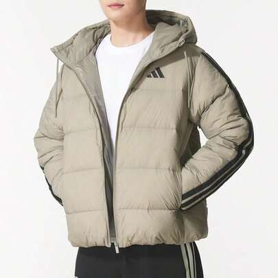 Adidas Men's Cotton Padded Casual Hooded Jacket, ESS 3S P D HD J Short Comfortable Hooded Down Jacket, KH3989