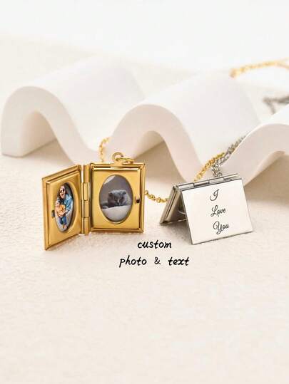 Dây chuyền mặt dây chuyền khắc ảnh theo yêu cầu, mặt dây chuyền cá nhân hóa, dây chuyền ảnh bằng vàng, quà tặng kỷ niệm, quà tặng Ngày của Mẹ, ảnh gia đình, quà tặng cho cô ấy/anh ấy