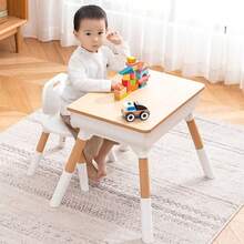 Mesa para Niños y 1 Sillas, Juego de Mesa y Sillas Ajustables en Altura para Niños, 65cmL x 55cmW Mesa de Actividades para Niños y Niñas de 3-8 Años - Blanco - Ver 9