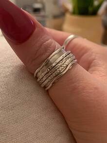 1pc Elegant And Luxurious Textured Wide Band Ring - Featuring An Engraved Openwork Design, A Stylish And Refined Accessory Suitable For Everyday Wear, Parties, And Gifting - The Perfect Choice For Friends And Loved Ones. A Fashionable Everyday Casual Accessory For Women. - 彩色 - 查看 7