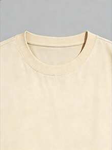 耶稣安息熊图案T恤，基督教信仰街头服饰，休闲纯棉圆领上衣 - 杏色 - 查看 3