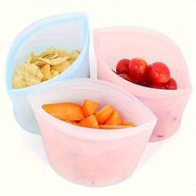 1 pieza Bolsas de almacenamiento de alimentos de silicona - Reutilizables, a prueba de fugas & Contenedores con cierre vertical para frescura - Esenciales de cocina, 17.6oz/35.2oz/52.8oz - Multicolor - Ver 2