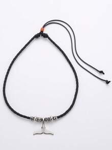 1件锌合金串珠海洋鲸鱼尾巴吊坠可调节项链礼品 - 復古銀色 - 查看 2