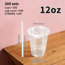 300 Sets Of Transparent Party Cups With Lids And Straws, 12/16/20/24 Ounces Plastic Portable Cups, Suitable For Holding Iced Coffee, Milkshakes, Homemade Lattes, Suitable For Carnivals, Fairs, Weddings, And Themed Parties. - View 8