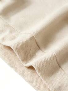 半拉链领休闲百搭长袖套头卫衣 - 杏色 - 查看 7