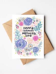 1pc Handmade Watercolor Floral Grand Mother'S Day Greeting Card With Envelope, Unique All Occasion Birthday Mother'S Day Thank You Gift For Grandma - View 2