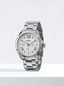 Fossil 女士石英计时腕表，奢华不锈钢表带，带日期显示，防水时尚正装腕表，适合日常/派对佩戴，玫瑰金/金色/银色女士腕表礼品 AM4511/AM4510/AM4509 - 銀色 - 查看 9