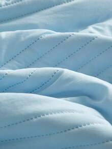 1件装柔软舒适简约轻薄夏季被子/毯子，四季皆宜，可机洗，适用于卧室、客房、旅行，现代风格，易于打理，适用于单人/双人床、酒店、露营和家居装饰，豪华酒店床上用品 | 现代绗缝设计 | 波浪压纹，秋季装饰，房间装饰 - 天藍色 - 查看 9