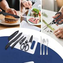 10/27Pcs Camping Kitchen Utensil Cookware Kit, 304 Stainless Steel Material Outdoor Cooking And Grilling Utensil Organizer Travel Set Perfect For Travel, Picnics, RVs, Camping, BBQs, Parties And More - Black - View 8