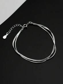 1 Peça Pulseira Delicada de 3 Camadas em Prata 925, Projetada para Meninas e Meninos, Hipoalergênica, Adequada como Presente de Aniversário para Adolescentes de 14+ Anos - Três andares - Visão 5