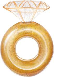 Pool Floats, Inflatable Ring Pool Float, Large Engagement Ring Floatie For Bachelorette Party, Swim Tube River Lake Wedding Bride Stagette Decor Fun Raft For Adults, Gold/White/Pink - 1 gói - Xem 12