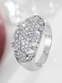 1pc Luxury Fully Paved Crystal Ring, Vintage Palace Style Exquisite Niche Design, Suitable For Daily Wear And Gatherings - Ring - View 12