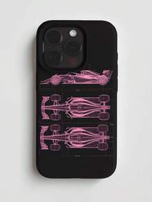 1pc Minimalist Personalized Car Line Drawing Aesthetic Pattern Black Liquid Straight Edge Phone Case Compatible With IPhone 16/16Pro/16Plus/15/15ProMax/15Pro/11/12/13/14ProMax/11Pro/11ProMax/12Pro/12ProMax/13Pro/13ProMax/14Pro/14ProMax Soft Shell, High-End Creative - Multicolor - View 1