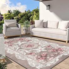 1pc Ins Style Pink Floral Pattern Carpet. Velvet Material, Approx. 850g Weight, 0.6cm Thickness, Wear-Resistant & Anti-Slip, Easy To Clean. Available In Multiple Sizes. Suitable For Kitchen, Living Room, Dining Room, Bedroom, Balcony, Bathroom, Study And Other Scenarios, An Ideal Choice For Home Decor. - Multicolor - View 7