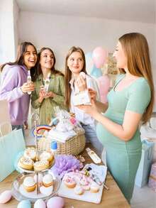 60 piezas Juego de tarjetas de rascar para baby shower: Tarjetas de rascar de prueba de embarazo rosa, divertidas tarjetas de rascar para anuncio de embarazo, tarjetas exclusivas de rascar para baby shower de niña - Multicolor - Ver 3