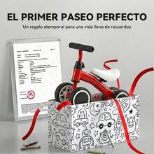 Bicicleta de equilibrio  para bebés de 1 año, regalos para niñas, bicicleta de equilibrio para niños de 10 a 36 meses, sin pedales, 4 ruedas silenciosas y asiento suave, juguetes de - Multicolor - Ver 7