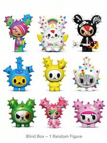 Tokidoki 仙人掌朋友盲盒 9 收藏版 3D 乙烯基人偶盲袋 可爱滴水风格 PVC 迷你神秘玩具人偶 成人款 Tokidoki 官方设计师艺术玩具 桌面摆件 1个 - 彩色 - 查看 3