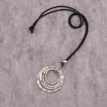 1 buah Kalung Panjang Liontin Multi-Lingkaran Minimalis Modis Warna Perak untuk Wanita - Cincin empat lingkaran berwarna perak-putih - View 7