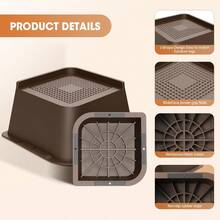 4 Inch Bed Risers Heavy Duty Furniture Risers Up To 6000 Lbs L-Shaped Bed Lifts Blocks For Couch Desk Sofa Table Bookshelf Black 8 Pack - Dark Brown - View 3