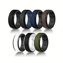 Pinannie 7 Confezione Anelli Neri in Gomma da Uomo per Matrimonio, Anelli in Silicone Ipoallergenici e Traspiranti da 8mm per Lui, Multicolore per Sport e Fitness Taglia 7-15 - Multicolore - Visualizzare 17