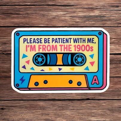 1PC I'm From The 1900s Cassette Tape Sticker, Funny Retro Laptop Decal, 90s Nostalgia Vinyl, Millennial Humor Gift, Waterproof Peel & Stick Tumbler Sticker, Vintage Mixtape Water Bottle Decal, Trending Old School Notebook Vinyl, Perfect Gift For 80s 90s Babies, Sarcastic Cassette Car Sticker, Easy Apply Funny Laptop Accessory, Retro Tape Aesthetic Tumbler Decal, Cute 1900s Meme Notebook Decor, Nostalgia Water Bottle Vinyl, Ideal Gift For Elder Millennials