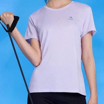 CAMEL CROWN 女士短袖T恤，夏季圆领宽松上衣，速干健身运动短袖T恤