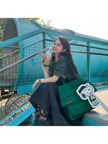 SNOOPY 1个新款史努比印花大容量休闲时尚手提包，女士旅行单肩包 - 彩色 - 查看 5