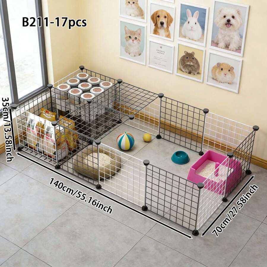 Clôture pour animaux de compagnie emboîtable, cage pour petits animaux, parc à lapin DIY, convient pour les hamsters, furets, lapins, chiots, chatons et autres petits animaux de compagnie pour une utilisation en intérieur - Version assemblée - Voir 1