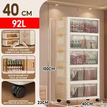 40/50/60cm Organizer Cabinet, Foldable, Stackable, With Wheels, Multipurpose, 2 Doors - 查看 17