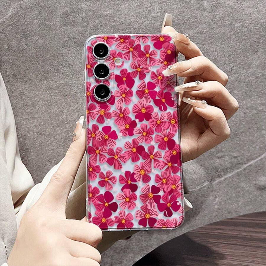Flower Transparent Anti-Fall Shock-Absorbing Phone Case With Tiny Red Flowers,International Version, Not The Domestic Version - Clear - View 1