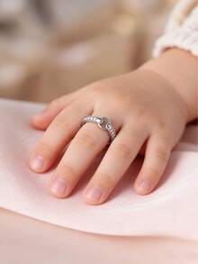 1 pièce Bague géométrique creuse minimaliste en argent sterling S925, convient aux petites filles, aux faveurs de fête, aux récompenses en classe, aux cadeaux d'anniversaire - géométrie - Voir 3