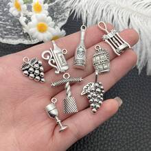 1pack Wine Themed Charms Mixed Grape Cocktail Shape Charms Wine Opener Pendants DIY For Necklace Bracelet Jewelry Making And Crafting - Multicolor - View 5