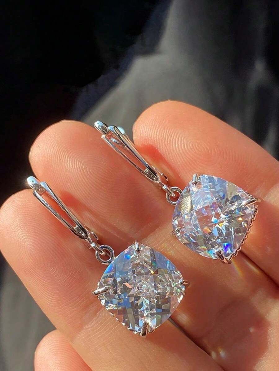 1 Pair Charm Cubic Zirconia Drop Earrings For Women For Party Engagement Anniversary Jewelry Valentine's Day Gift - 1# - View 1