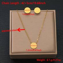 1set/3pcs Stainless Steel Saint Benedict Medal Necklace&Stud Earrings Set - Neutral, Light Luxury Simple Saint Benedict Of Nursia Round Coin Pendant, Daily Religious Accessories&Thoughtful Gifts, Eternal Fashion Item Suitable For All Seasons - Gold - View 7