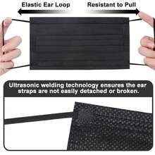 50pcs Black Disposable Mask, Individually Packed, Hygienic And Portable, Suitable For Travel And Office Use. - Black - View 2