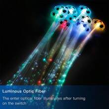 12 piezas Luces LED para el cabello de fibra óptica, extensiones de cabello LED con clip, pasador de baile con luz intermitente, trenza que brilla en la oscuridad, accesorios para fiestas - Multicolor - Ver 6