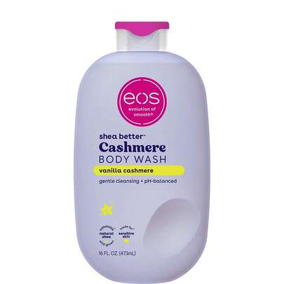  Gel de ducha de cachemir de Eos - Cachemir de vainilla, gel de ducha hidratante, fórmula cremosa, con manteca de karité, glicerina, vitamina E, pH equilibrado, piel sensible, vegano, 16 onzas fluidas