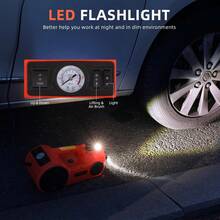 Kit de gato eléctrico para coche, (capacidad de 5 toneladas) con gato hidráulico de 12 voltios (rango de elevación: 155-450mm), tasa de flujo de aire de 33L/Min, portátil para coche SUV Sedán MPV Reemplazo de neumáticos Kit de reparación de garaje de emergencia - Rojo - Ver 9