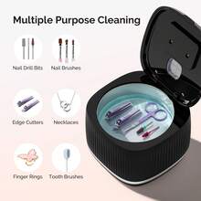 2-In-1 Ultrasonic Cleaner Machine For Nail Tools, Jewelry, Rings, Watch Strap With UV Sterilization, 48KHz, 6oz SUS304 Stainless Steel Tank Nail Tool Sterilizer For Nail Bit, Nail Brush And Nail Cutter - Black - View 5