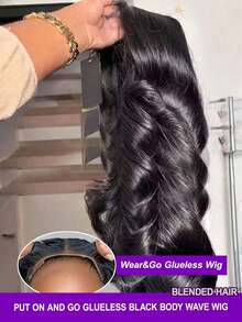 30英寸即戴式5*5蕾丝闭合假发,200%密度,13x6/13x4蕾丝前假发,预先拔毛并带有婴儿绒毛,适合女性,水波纹混合纹理,预先拔毛并带有婴儿绒毛,自然发际线,8-34英寸自然黑色波波头假发 - 自然色&黑色系 - 查看 2