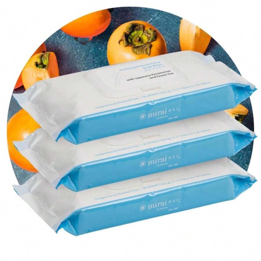 Mirai Clinical'S Deodorizing Body Wipes For Women &Amp; Men - Cleansing &Amp; Refreshing Deodorant Wipes Women &Amp; Men Love - Fights Nonenal Body Odor - For Whole Body Usage - Unscented - 3 Packs - ColorA - 查看 1