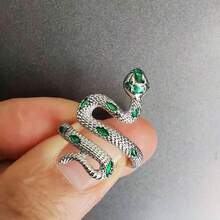 蛇形时尚戒指，简约优雅釉面，女士时尚配饰，百搭饰品 - 戒指 - 查看 13