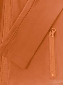 LovelyWholesale Women's Casual Stand Collar Long Sleeve Solid Color Zip-Up Fitted Top And Yoga Pants Set, Spring Outfit Elegant - Orange - View 9