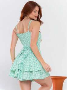 Basic Printed Romper With Padded Cups Duna Premium Sizes P, M, G, And GG - Mint Green Floral - View 4