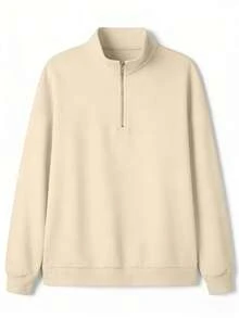 Sudadera casual de manga larga con cuello alto, cremallera y media cartera, versátil para el trabajo y el tiempo libre, para otoño/invierno - Albaricoque - Ver 3