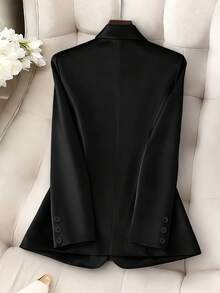 Blazer Collar Long Sleeve Casual Elegant Business Office OL Top Jacket, Suitable For Spring, Summer, Autumn And Winter Black - Black - View 2