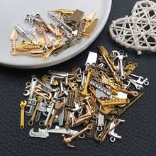 1套古银色工具系列扳手、螺丝刀、锤子，可用于珠宝制作DIY钥匙扣、耳环、手链、项链、吊坠等。 - 彩色 - 查看 3