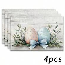 4pcs Easter Themed Placemats, Featuring Minimalist Easter Egg Patterns And Floral Designs, Suitable For Party Dining, Holiday Decor And Easter Decoration. Size: 30x45cm, Applicable For Seasonal Home Decor, Holiday Table Decor, Farmhouse Style, Washable Placemats Holiday Table Decor And Home Entertainment. An Ideal Gift. - Multicolor - View 14